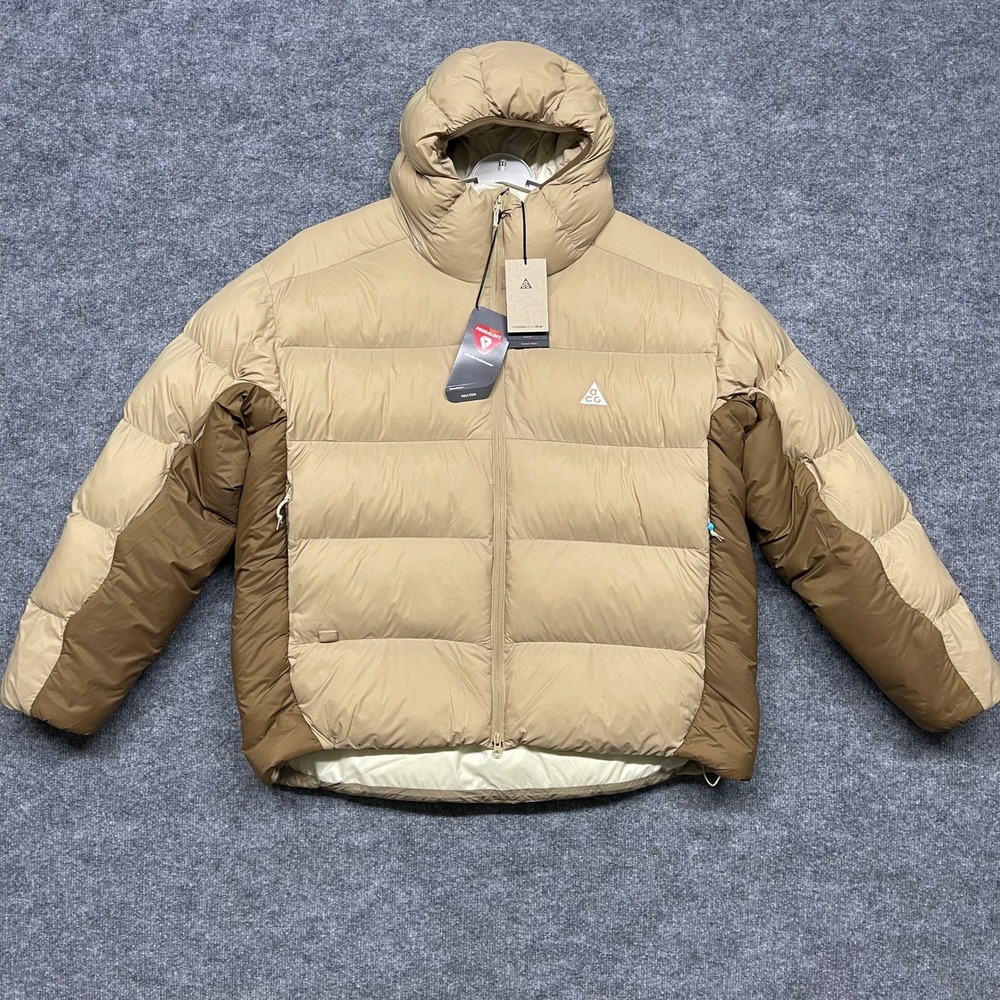Nike ACG Lunar Lake Jacket Mens XL Tan Brown Therma-FIT ADV Puffer Packable